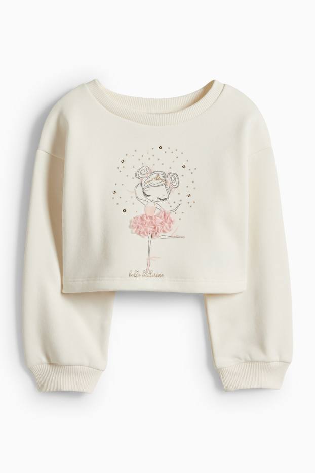 Kinder Mädchen - Ballerina - Set - Sweatshirt und Kleid - 2 teilig - cremeweiß