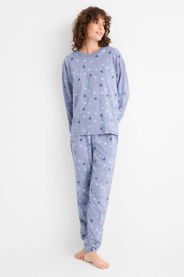 Damen - Pyjama - gemustert - blau