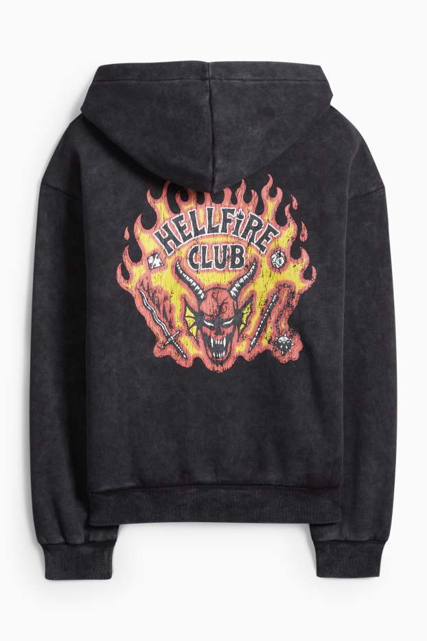 Pánské - Oversized mikina s kapucí - Stranger Things - antracitová