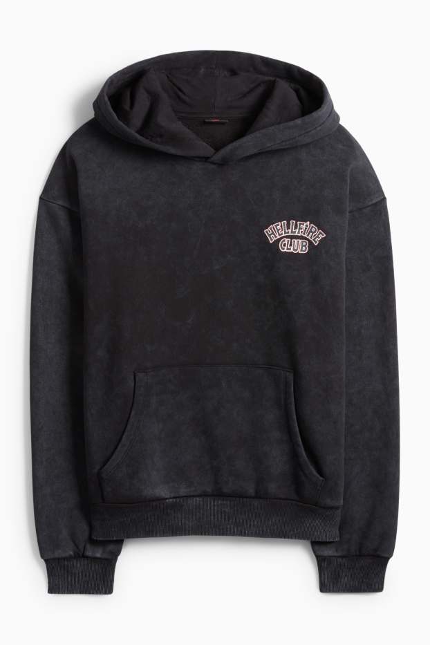 Pánské - Oversized mikina s kapucí - Stranger Things - antracitová