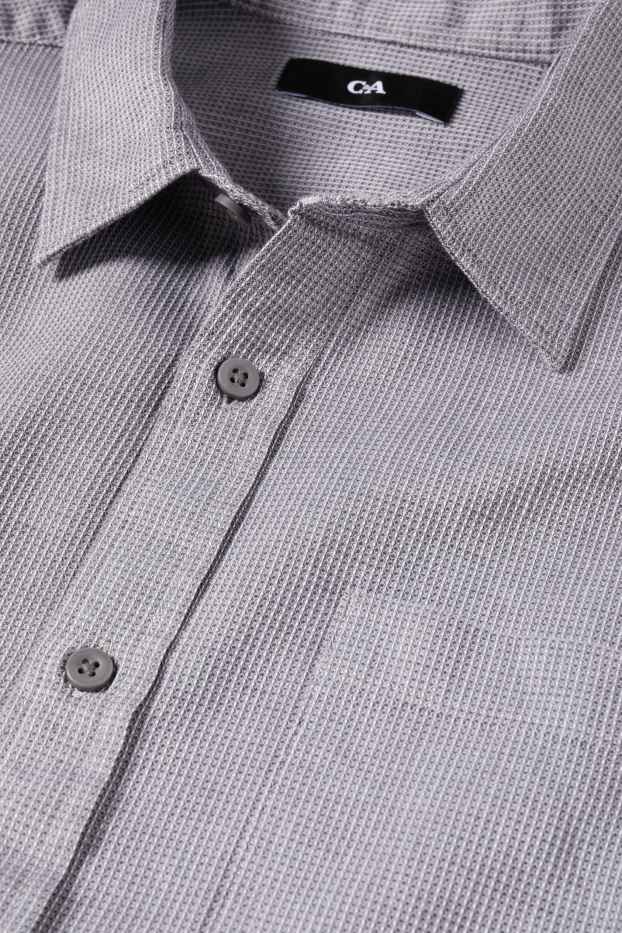 Herren - Hemd - Regular Fit - Kent - strukturiert - grau
