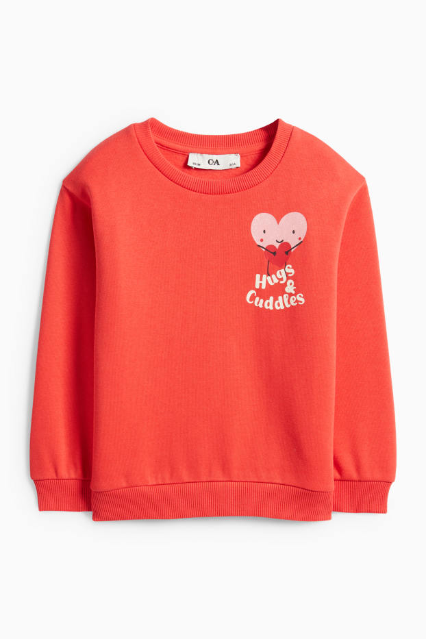 Děti - dívky - Srdce - mikina - s třpytivými efekty - červená