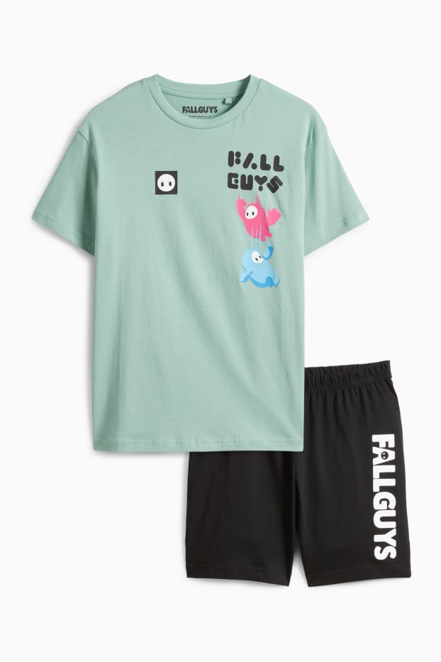 Copii - Băieți - Fall Guys - pijama scurtă - 2 piese - verde mentă