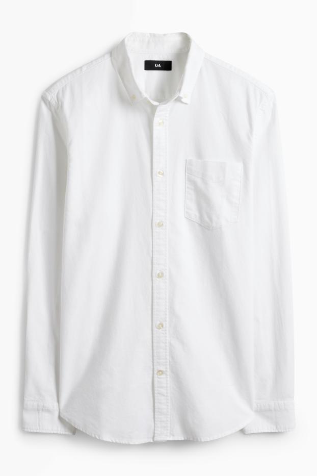 Pánské - Košile - regular fit - button-down - bílá
