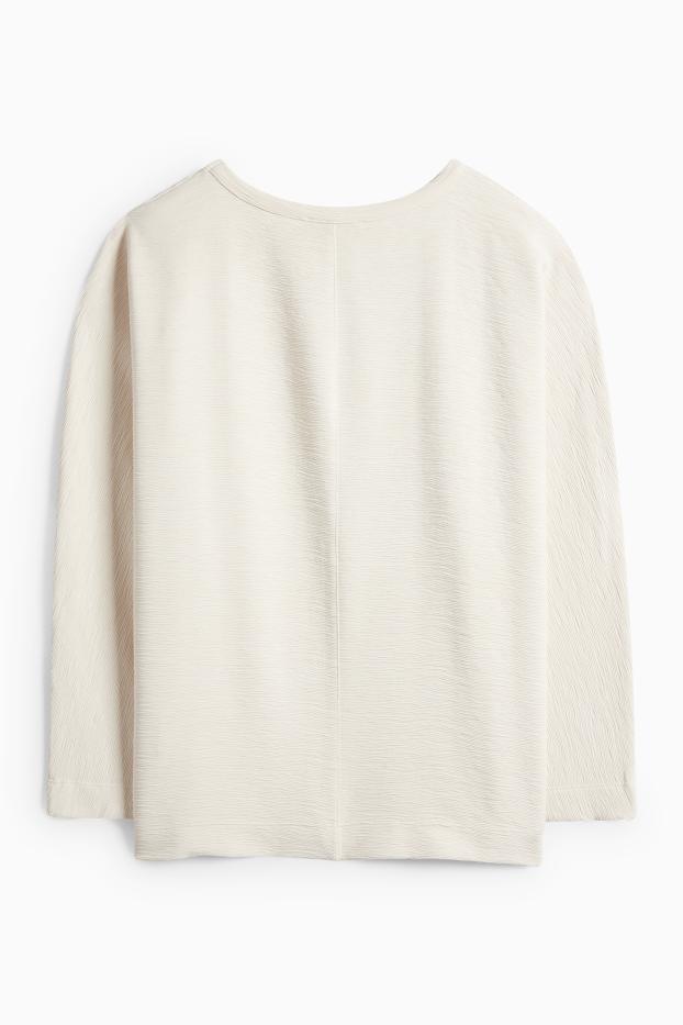 Dámské - Mikina - žebrovaná - světle béžová