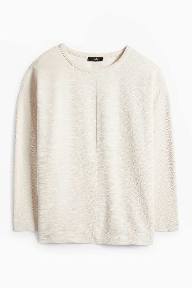 Dámské - Mikina - žebrovaná - světle béžová