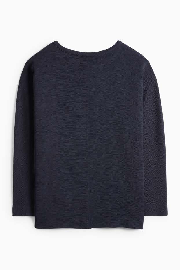 Dámské - Mikina - žebrovaná - tmavomodrá