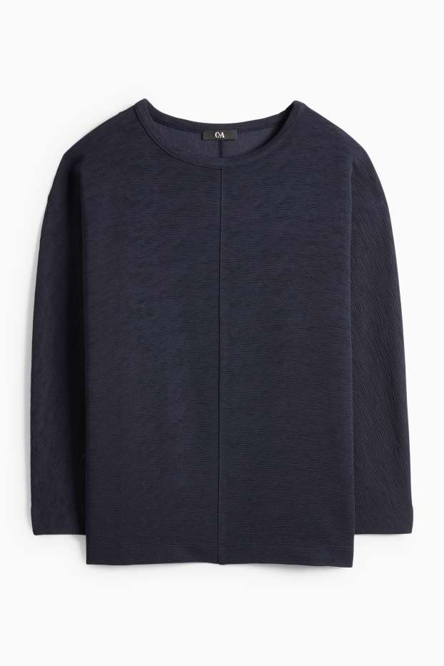 Dámské - Mikina - žebrovaná - tmavomodrá