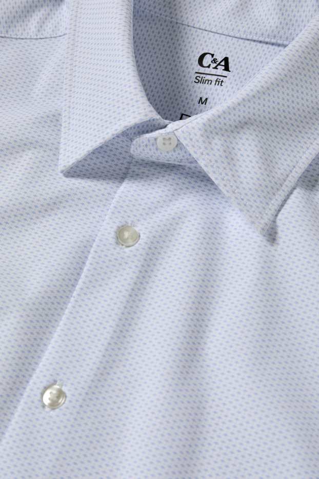 Home - Camisa formal - slim fit - Kent - Flex - estampat minimalista - blanc / blau clar