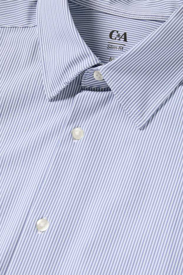 Home - Camisa formal - slim fit - Kent - Flex - de ratlles - blau clar