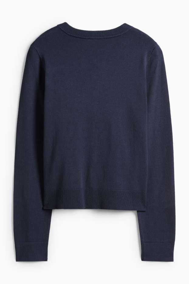 Dámské - Pletený kardigan - tmavomodrá