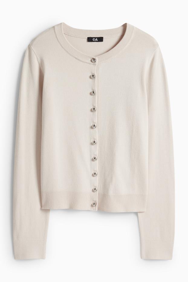 Dames - Gebreid vest - licht beige