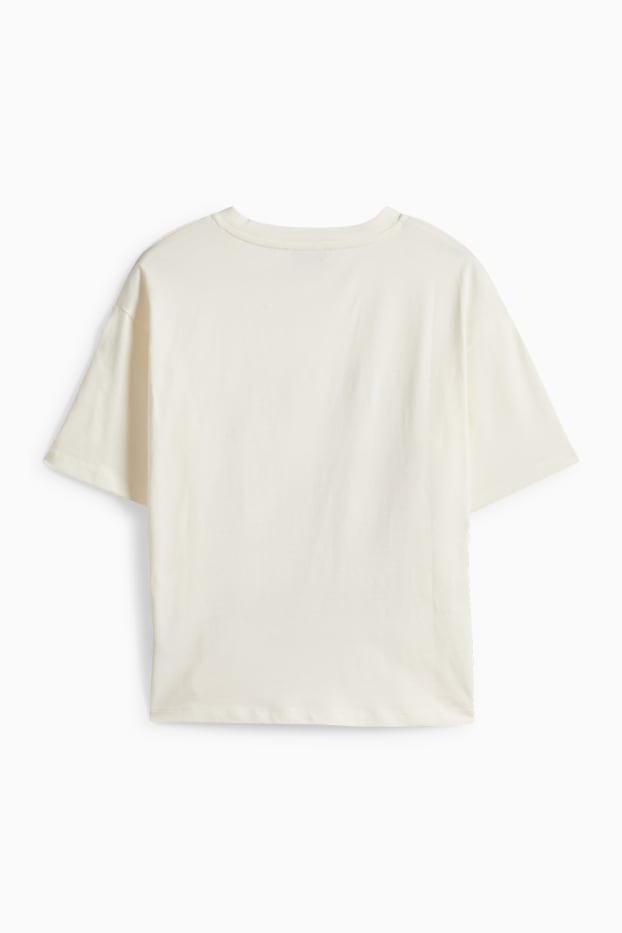 Děti - dívky - Paris - tričko s krátkým rukávem se štrasovými kamínky - krémově bílá