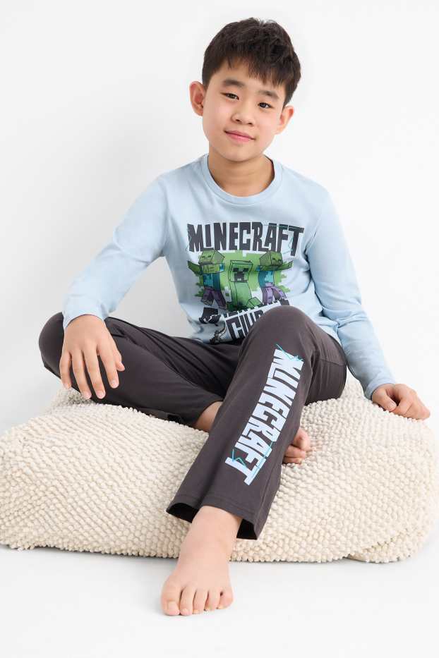 Bambini - Minecraft - pigiama - 2 pezzi - blu / grigio