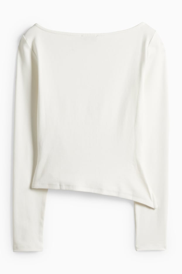 Dámské - Tričko s dlouhým rukávem - slim fit - bílá