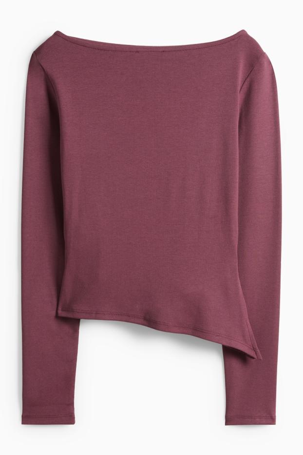 Dámské - Tričko s dlouhým rukávem - slim fit - fialová