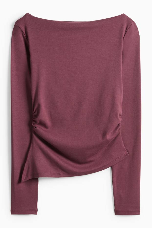 Dámské - Tričko s dlouhým rukávem - slim fit - fialová