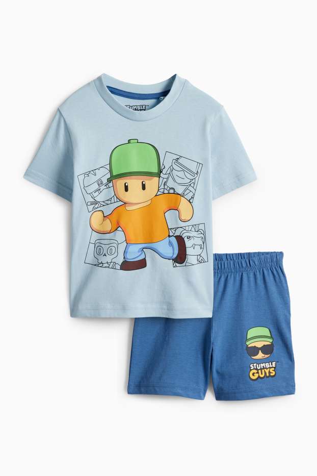 Kinderen: jongens - Stumble Guys - shortama - 2-delig - lichtblauw