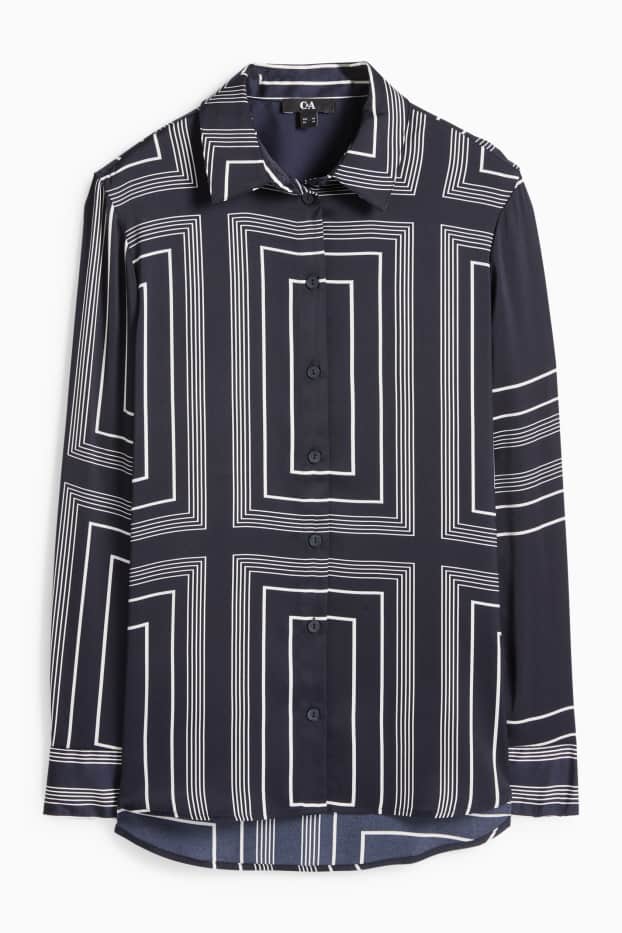 Damen - Bluse - gemustert - dunkelblau