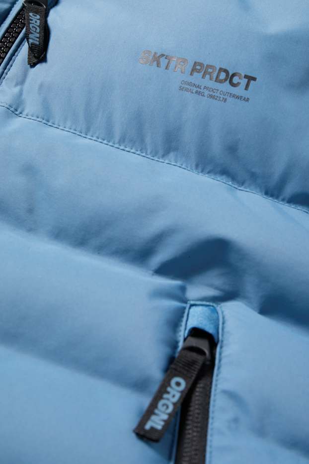 Kinderen: jongens - Bodywarmer met capuchon - waterafstotend - blauw