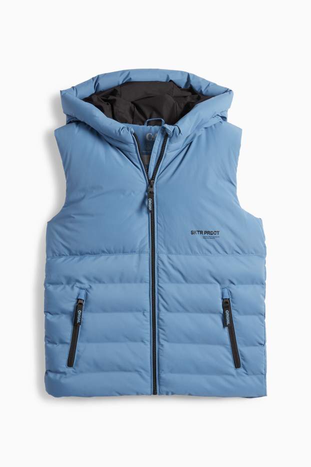 Kinderen: jongens - Bodywarmer met capuchon - waterafstotend - blauw