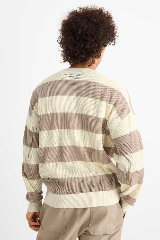 Herren - Pullover - gestreift - hellbeige