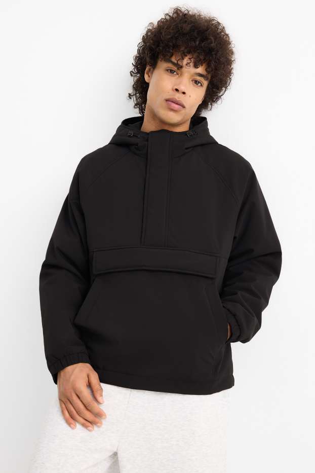 Men - Jacket with hood - lined - black