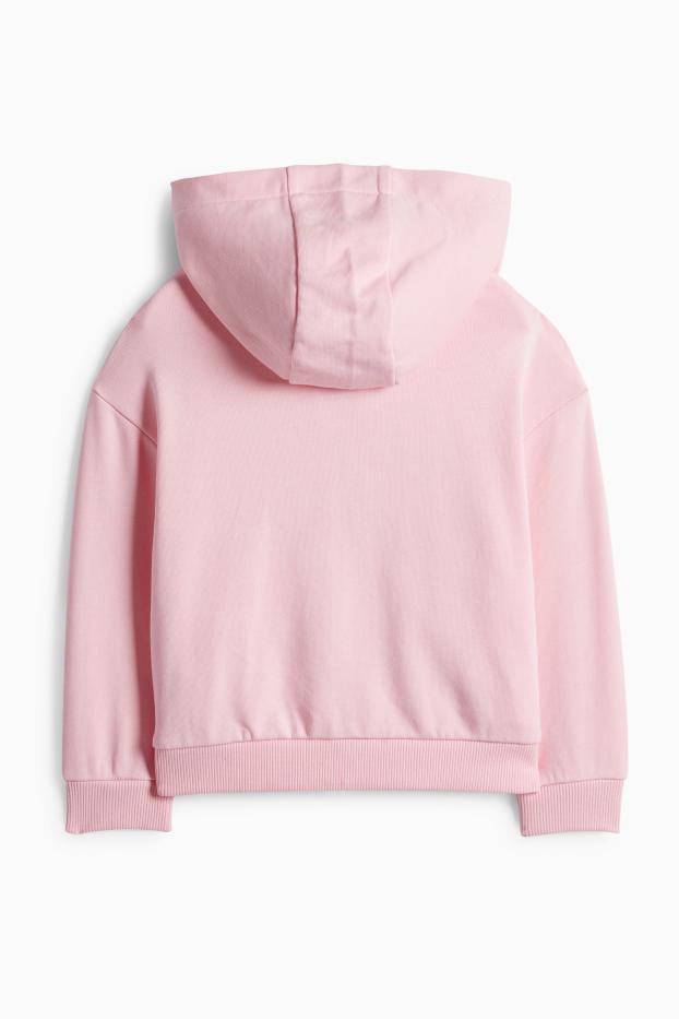 Children Girls - Heart - zip-through hoodie - pink