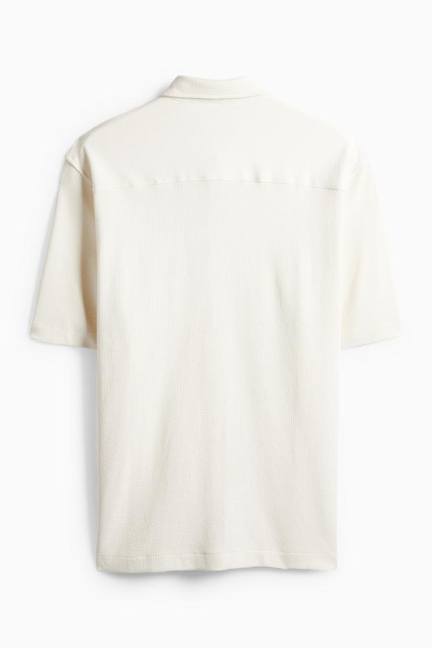 Hommes - Chemise - regular fit - col kent - finition texturée - blanc crème