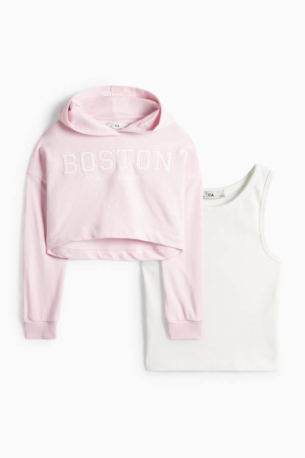 Kinder Mädchen - Boston - Set - Hoodie und Top - 2 teilig - rosa