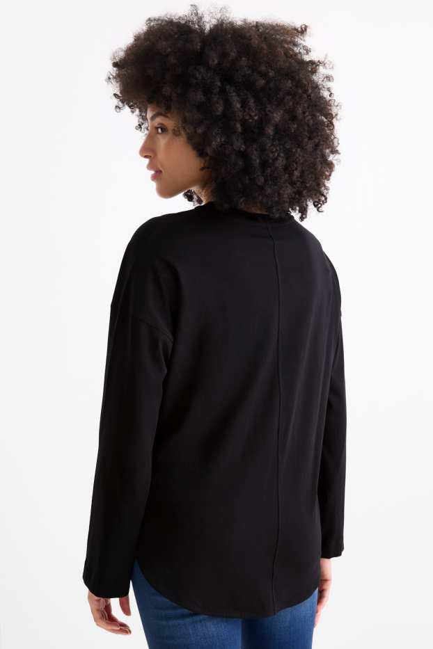 Femei - Tricou cu mânecă lungă - relaxed fit - negru