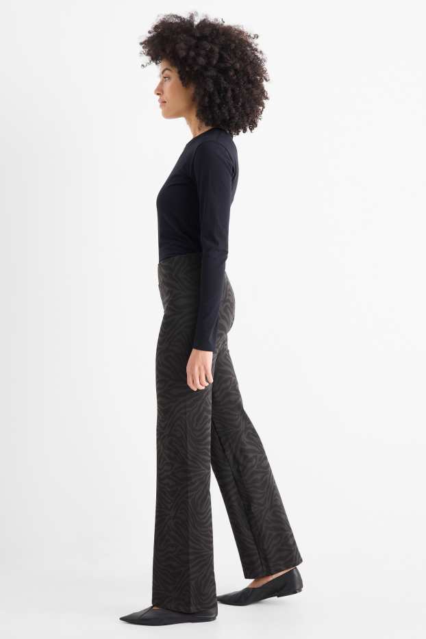 Damen - Straight-Leggings - gemustert - schwarz