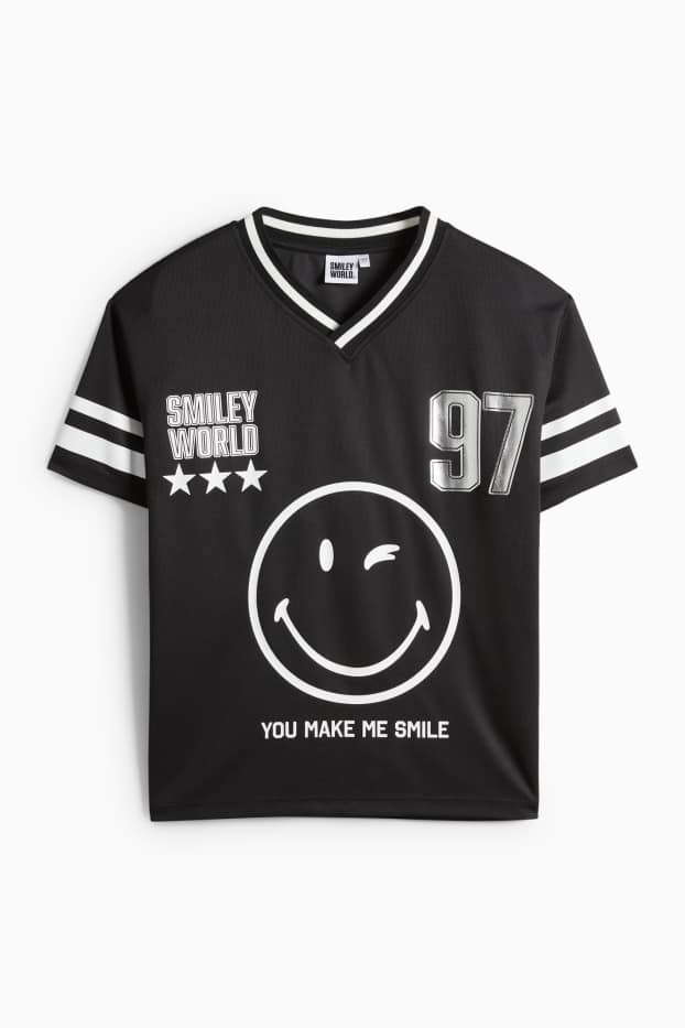 Kinder Mädchen - SmileyWorld® - Kurzarmshirt - Glanz-Effekt - schwarz