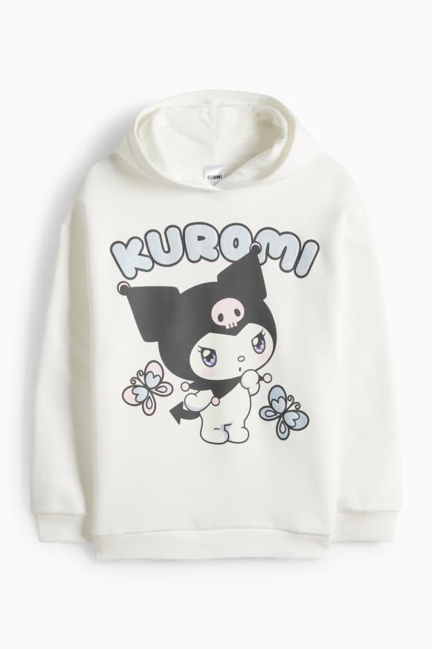 Děti - dívky - Kuromi - mikina s kapucí - s třpytivými efekty - bílá