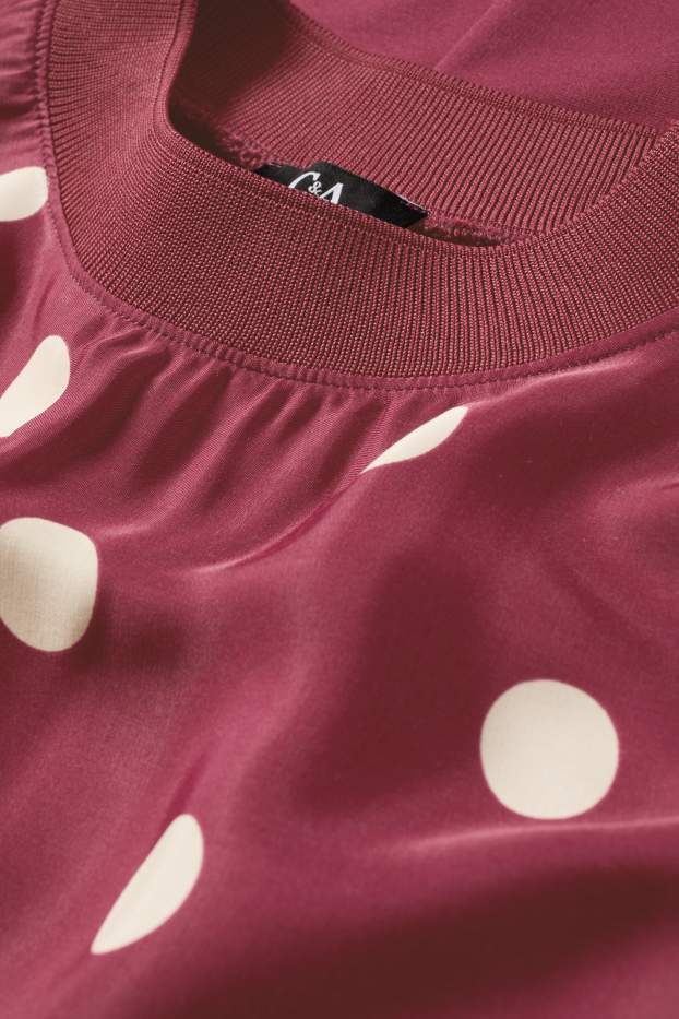 Dámské - Tričko - relaxed fit - puntíkované - bordeaux