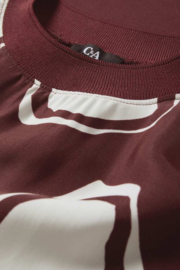 Dámské - Tričko - relaxed fit - s květinovým vzorem - hnědá/béžová