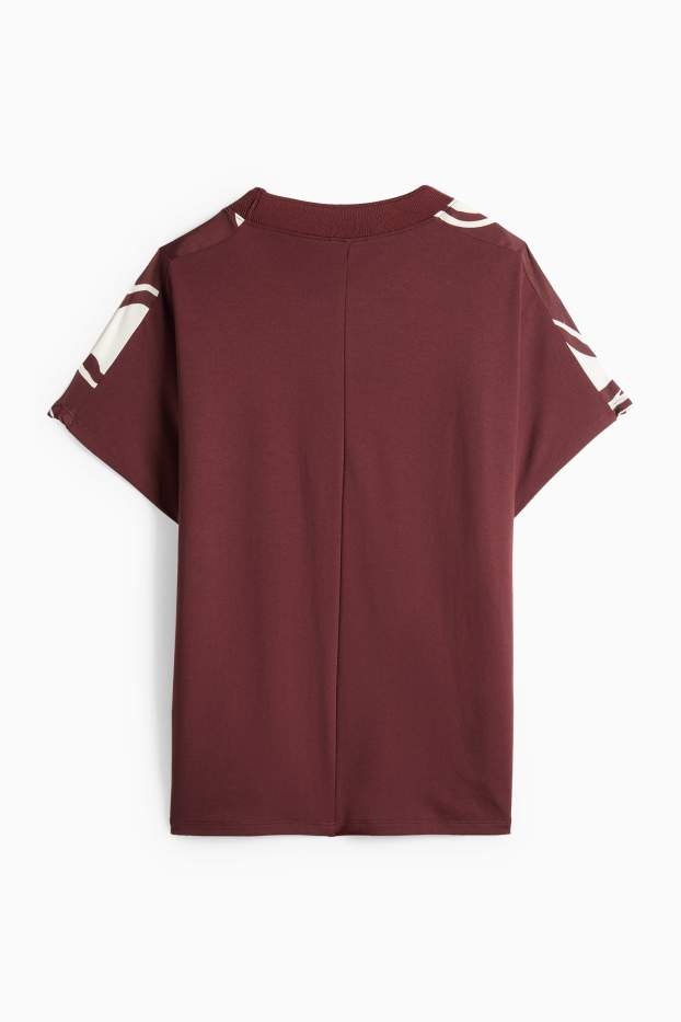 Dámské - Tričko - relaxed fit - s květinovým vzorem - hnědá/béžová