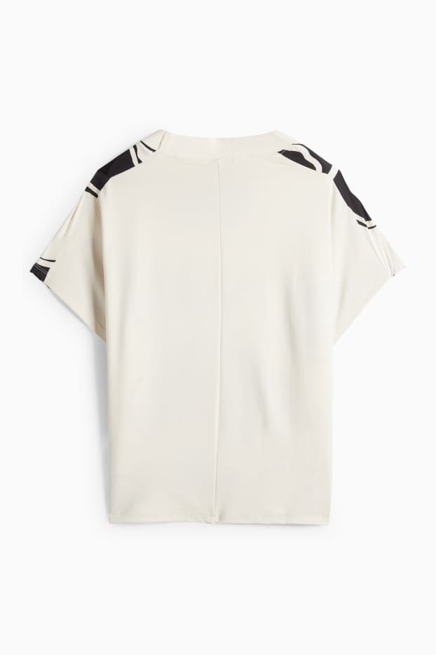 Dámské - Tričko - relaxed fit - s květinovým vzorem - černá/béžová