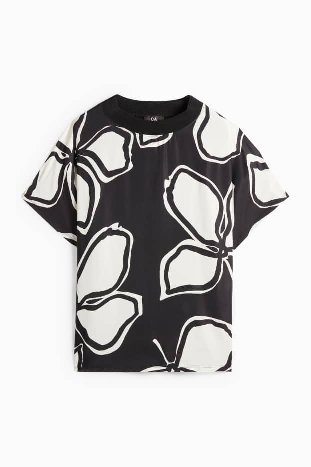 Femei - Tricou - relaxed fit - cu flori - negru / nej