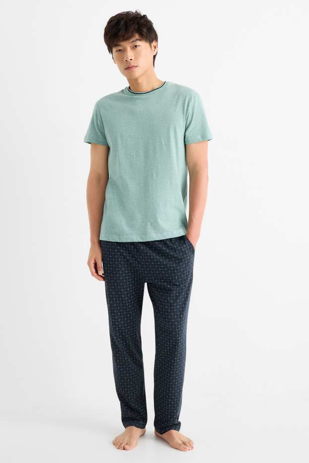 Herren - Pyjama - grün / dunkelblau