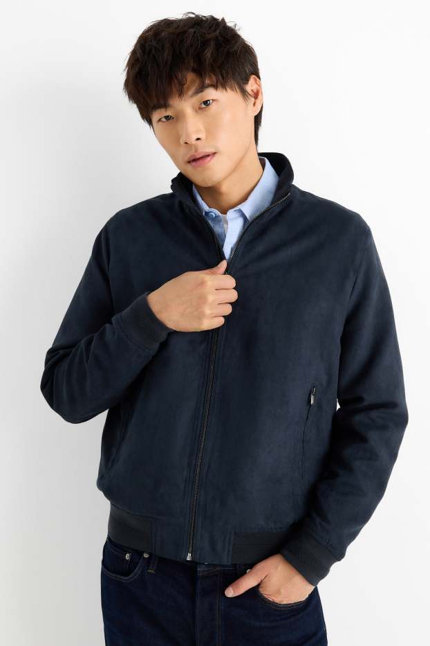 Herren - Blouson - Velourslederimitat - dunkelblau