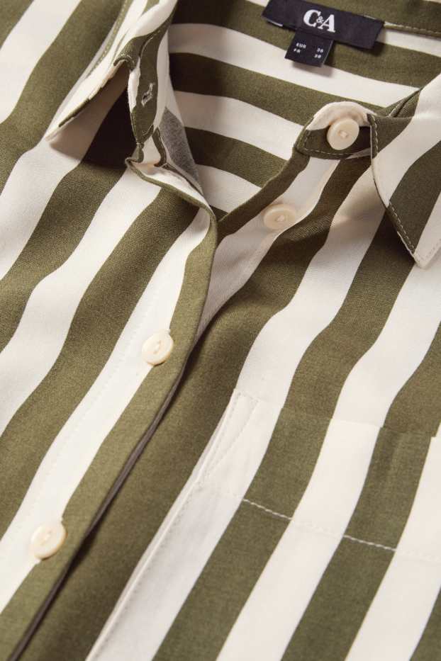 Donna - Blusa - a righe - verde scuro / bianco crema