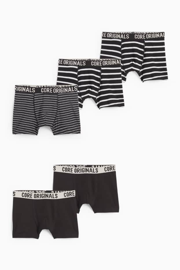 Bambini - Confezione da 5 - boxer - a righe - nero / bianco