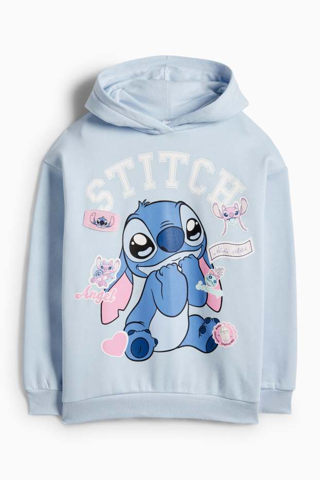 Děti - dívky - Lilo & Stitch - mikina s kapucí - světle modrá