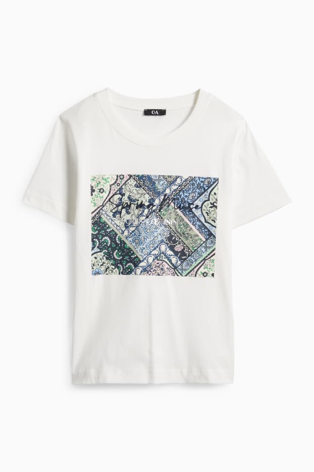 Donna - T-shirt - regular fit - effetto brillante - bianco