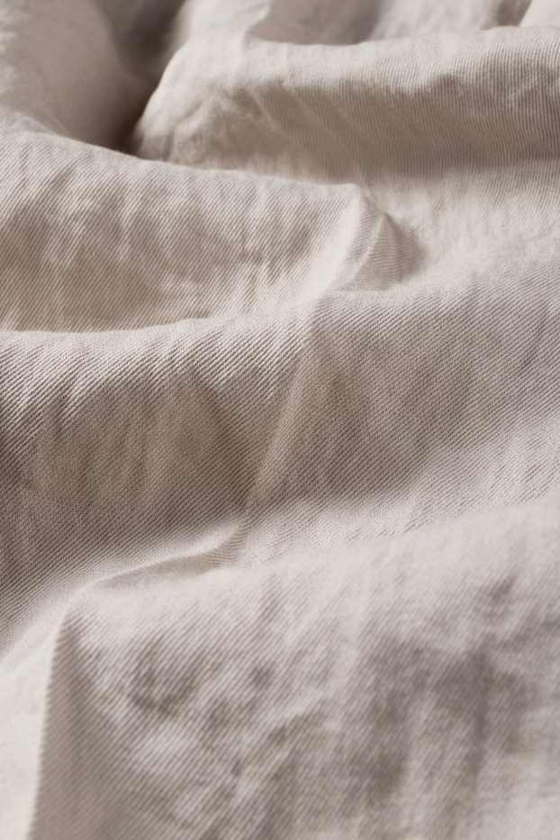 Dámské - Plátěné kalhoty - mid waist - wide leg - světle béžová