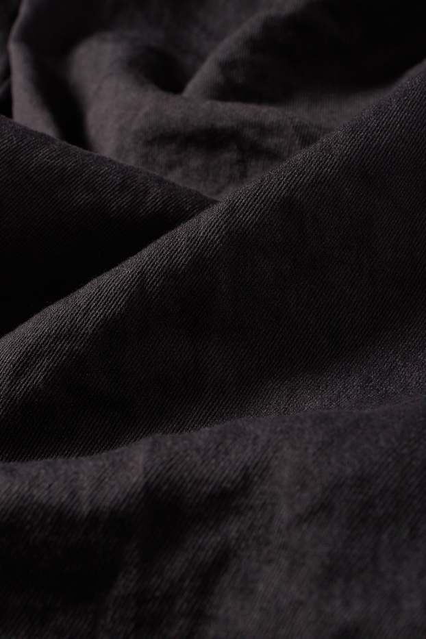 Dámské - Plátěné kalhoty - mid waist - wide leg - černá