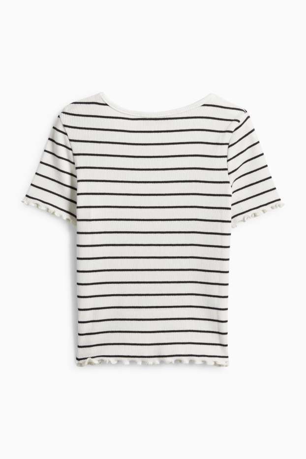 Copii - Fete - Cireașă - tricou cu mânecă scurtă - reiat - cu dungi - alb