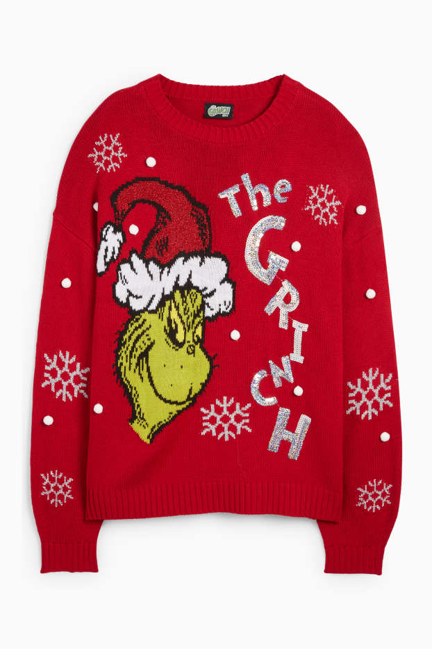 Damen - Der Grinch - Weihnachtspullover - rot