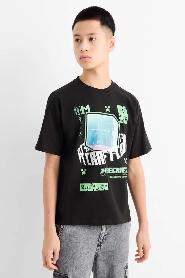 Enfants garçons - Minecraft - T-shirt - finition brillante - noir